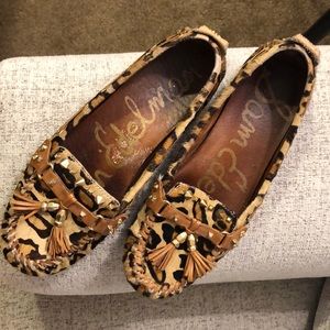 San Edelman Leopard Calf Flats